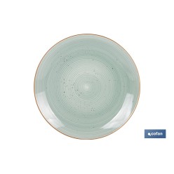 VAJILLA DE CERAMICA PINTADA A MANO VERDE AGUA ESMALTADO CON BORDE VINTAGE 16 PIEZAS