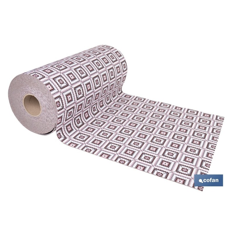 ROLLO ALFOMBRA EN CUADROS CROCHET 50% ALG/50% POL 50 CM X 15 M