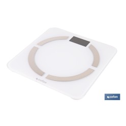 BÁSCULA DE BAÑO  DIGITAL  BLANCA CON PANTALLA LCD USB MEDICIÓN IMC DE GRASA VISCERAL 30 X 30 X 2,2 CM