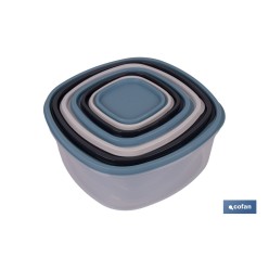 SET DE 7  FIAMBRERAS CUADRADAS 220/350/600/1200/2000/2700/3600 ML