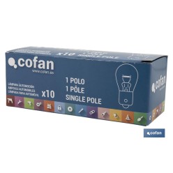 LÁMPARA COFAN 1 POLO AMBAR DESCENTRADA PY21W (BAU15s) 12V