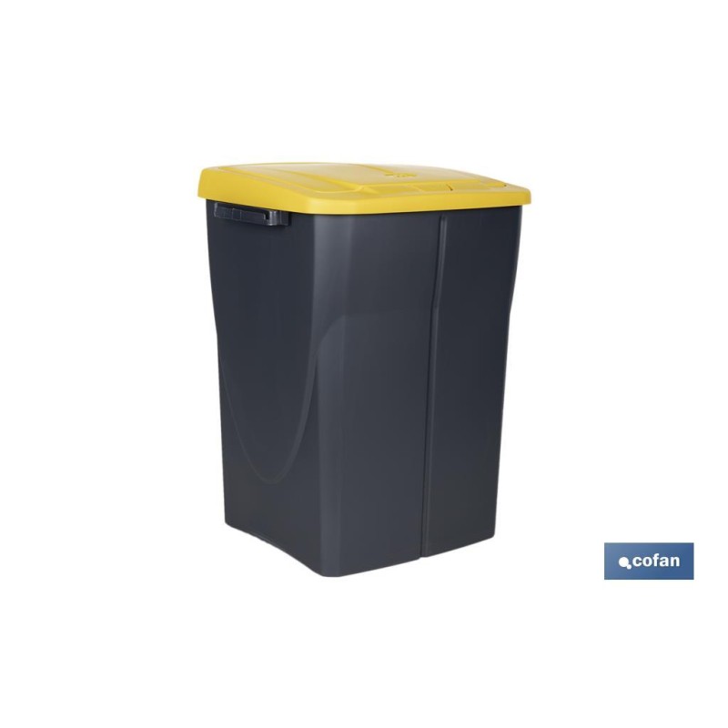 CUBO DE BASURA PARA RECICLAR 45 LITROS  COLOR AMARILLO 36.5 X 36 X 51  CM
