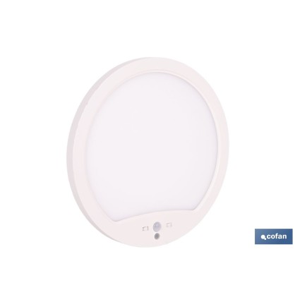 DOWNLIGHT DE SUPERFICIE BLANCO CON SENSOR DE PRESENCIA Y CREPUSCULAR 18 W Ø230 MM