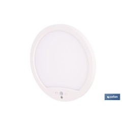 DOWNLIGHT DE SUPERFICIE BLANCO CON SENSOR DE PRESENCIA Y CREPUSCULAR 18 W Ø230 MM
