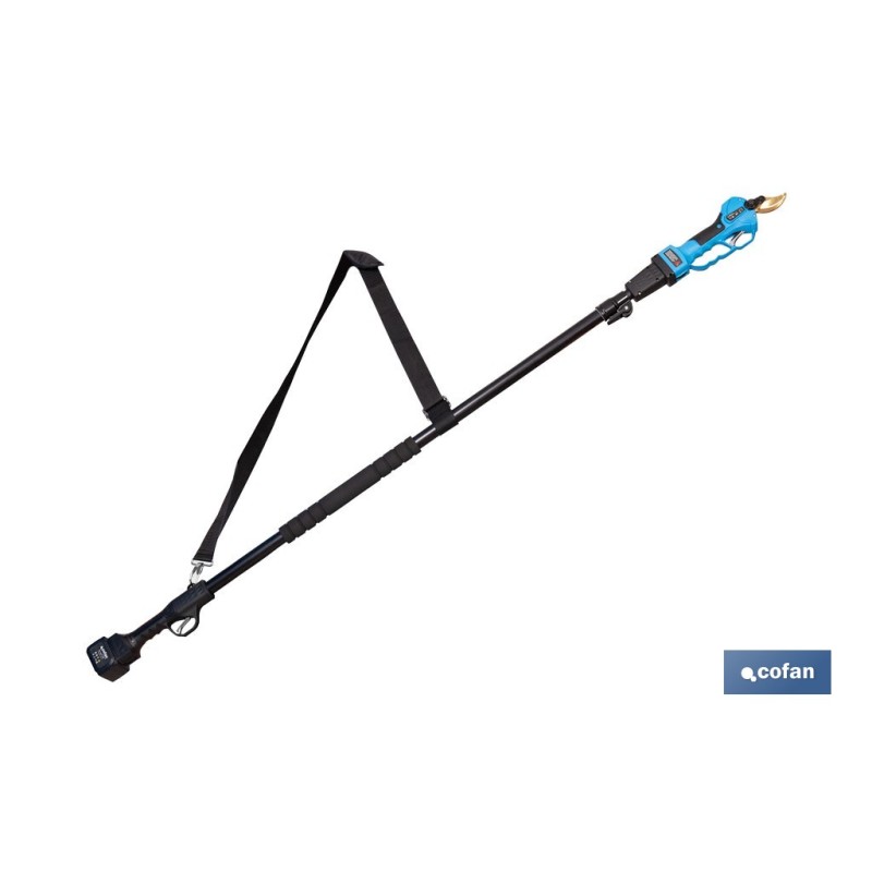 CONJUNTO TIJERAS DE PODAR A BATERÍA + PÉRTIGA EXTENSIBLE 140 - 207 CM