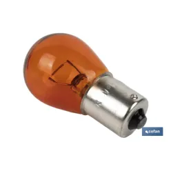 LÁMPARA COFAN 1 POLO ÁMBAR DESCENTRADA PY21W (BAU15s) 12V