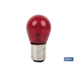 LÁMPARA COFAN 2 POLOS ROJA CENTRADA P21/5W (BAY15d) 12V venta unitaria