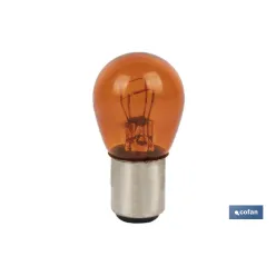 LÁMPARA COFAN 2 POLOS ÁMBAR CENTRADA P21/5W (BAY15d) 12V venta unitaria