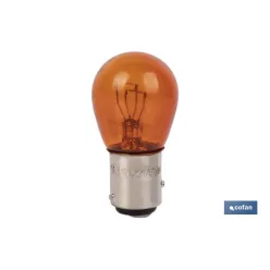 LÁMPARA COFAN 2 POLOS ÁMBAR DESCENTRADA P21/5W (BAZ15d) 12V