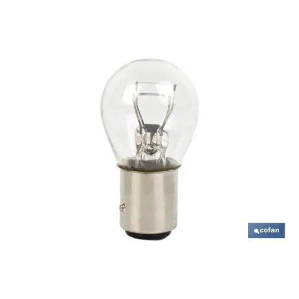 LÁMPARA COFAN 2 POLOS BLANCA DESCENTRADA P21/5W (BAZ15d) 12V