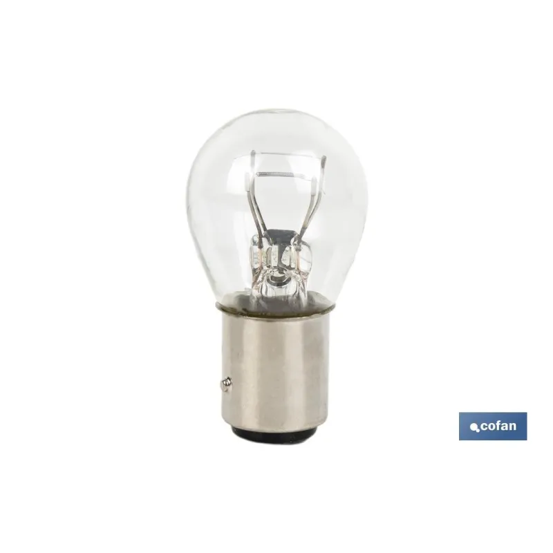 LÁMPARA COFAN 2 POLOS BLANCA DESCENTRADA P21/5W (BAZ15d) 12V venta unitaria