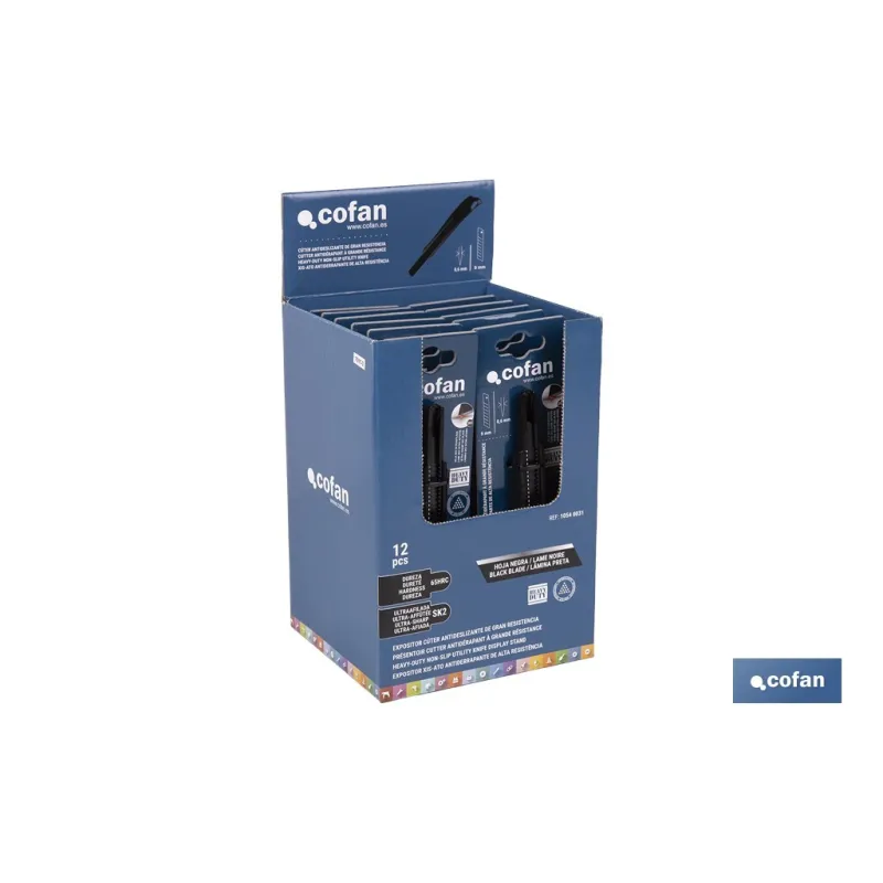 EXPOSITOR DE CÚTER ANTIDESLIZANTE HEAVY DUTY 9 MM 12 UDS.