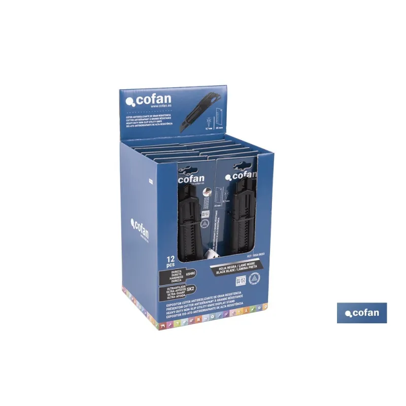 EXPOSITOR DE CÚTER ANTIDESLIZANTE HEAVY DUTY 25 MM 12 UDS.