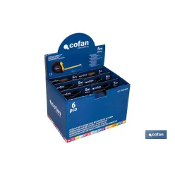 EXPOSITOR DE FLEXÓMETROS CON PROTECCIÓN DE GOMA 25 MM X 5 M 6 UDS.