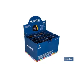 EXPOSITOR DE FLEXÓMETROS CON PROTECCIÓN DE GOMA 25 MM X 8 M 6 UDS.