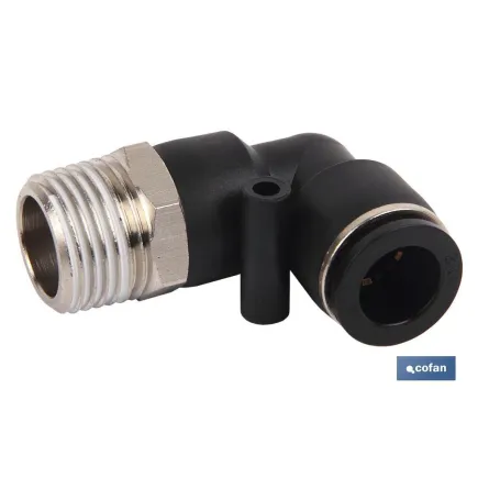 RACOR ROSCADO CODO PLASTICO T-8, R-3/8 Venta unitaria