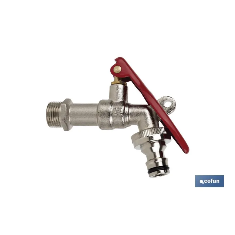 GRIFO CON MANETA PARA MANGUERA Y TOMA PARA CANDADO 1/2 X 3/4