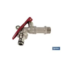 GRIFO CON MANETA PARA MANGUERA Y TOMA PARA CANDADO 1/2 X 3/4