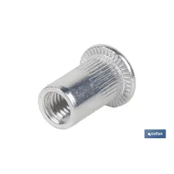 TUERCAS REMACHABLES CILÍNDRICA RANURADA FONDO ABIERTO CABEZA ANCHA ALUMINIO M4 X 10