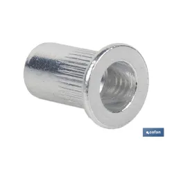 TUERCAS REMACHABLES CILÍNDRICAS RANURADAS FONDO ABIERTO CABEZA ANCHA ALUMINIO M5 X 12