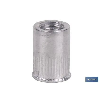 TUERCAS REMACHABLES CILÍNDRICAS RANURADAS FONDO ABIERTO CABEZA REDUCIDA ALUMINIO M4 X 10