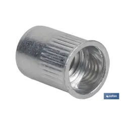 TUERCAS REMACHABLES CILÍNDRICAS RANURADAS FONDO ABIERTO CABEZA REDUCIDA ALUMINIO M4 X 10