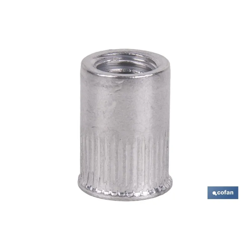 TUERCAS REMACHABLES CILÍNDRICAS RANURADAS FONDO ABIERTO CABEZA REDUCIDA ALUMINIO M5 X 11,5