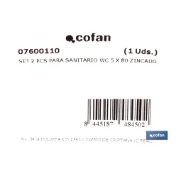 SET 2 PCS PARA SANITARIO WC 5 X 80 ZINCADO