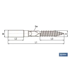 ESPARRAGO DOBLE ROSCA CINCADO HUELLA TORX M6X50