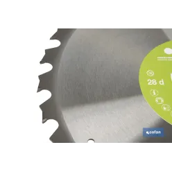 DISCO DE SIERRA INGLETADORA PARA MADERA/METAL Ø350 X 2,2 X 30 MM, 28 DIENTES