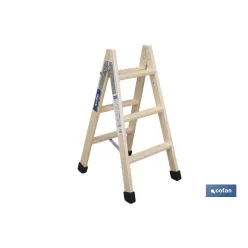 ESCALERA MADERA DOBLE 3 PELDAÑOS 0,75 M