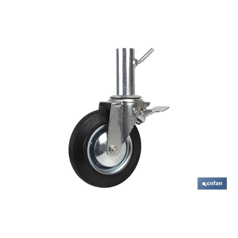 RUEDA GIRATORIA ANDAMIO C/FRENO 200 X 50 MM TUBO HEMBRA