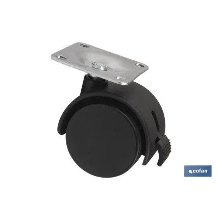 RUEDA PLASTIC Ø50MM PLACA/FRENO Venta unitaria