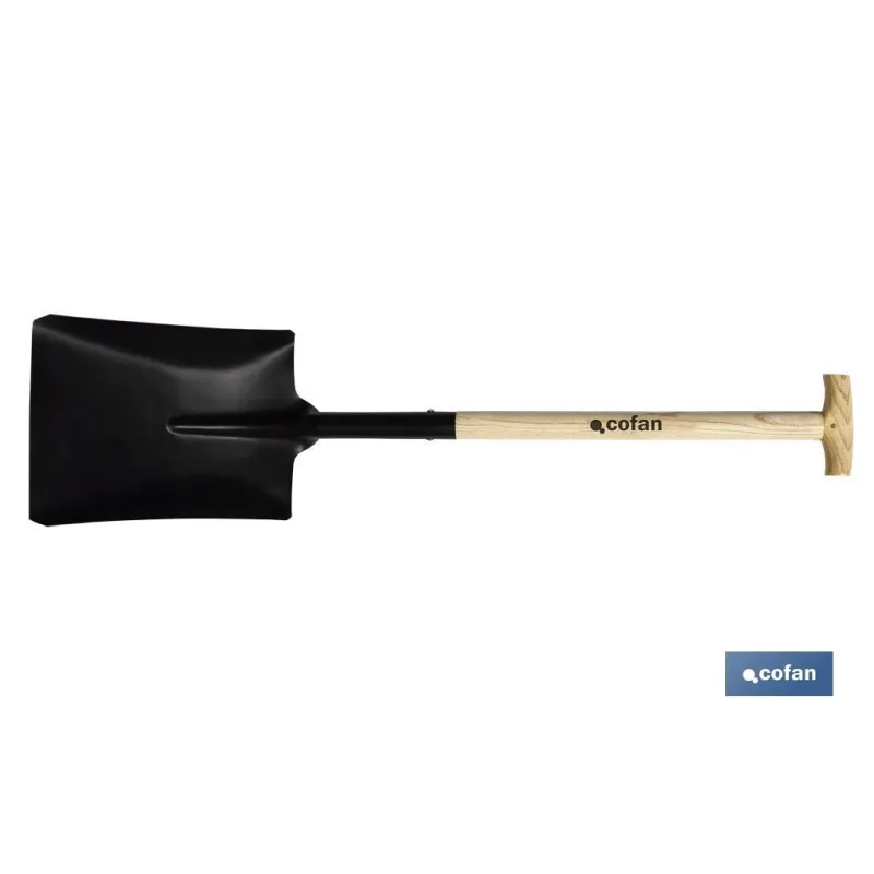 PALA CUADRADA 340mm MANGO MADERA ABIERTO