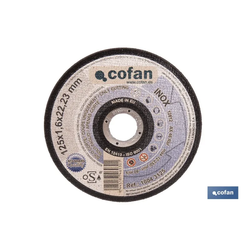 DISCO CORTE - 125X1,6X22,23 METAL STAND.