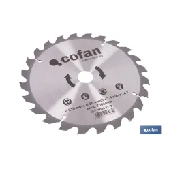 DISCO CORTE PARA MADERA Ø210 MM X 25,4 MM X 2,4 MM, 24 DIENTES