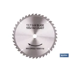 DISCO CORTE PARA MADERA Ø185 MM X 16 MM X 1,8 MM X 40 DIENTES