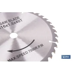 DISCO CORTE PARA MADERA Ø185 MM X 16 MM X 1,8 MM X 40 DIENTES