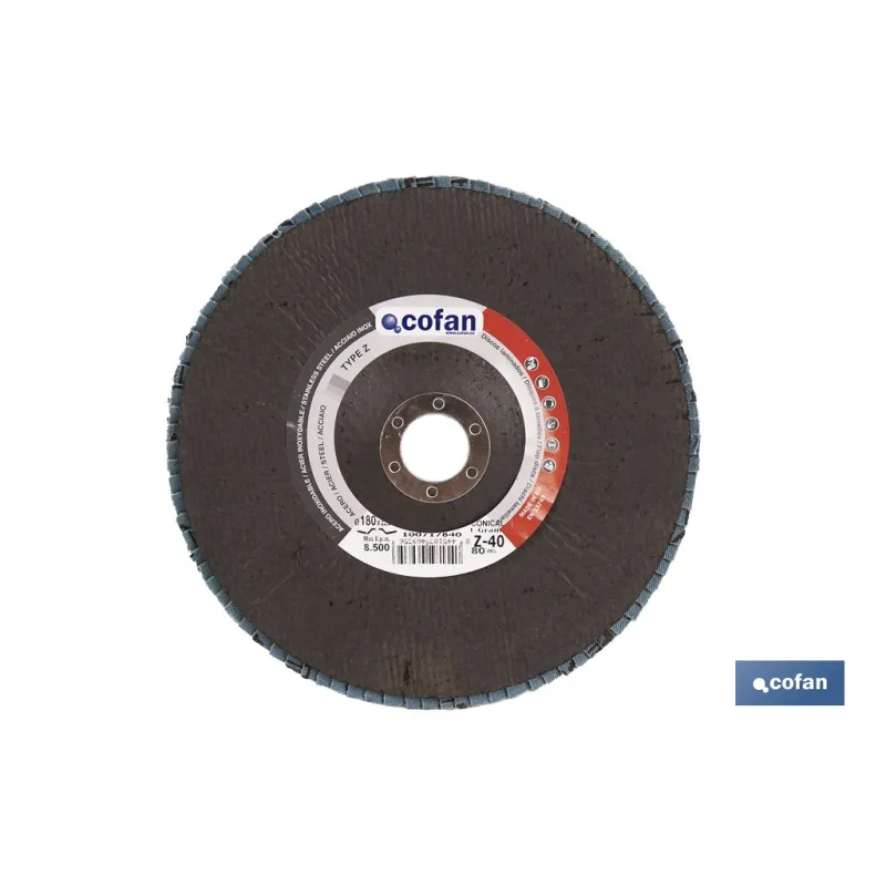 DISCO LAMINADO PROFESIONAL INCLINADO 178 MM. - GRANO 40 ZIRCONIO