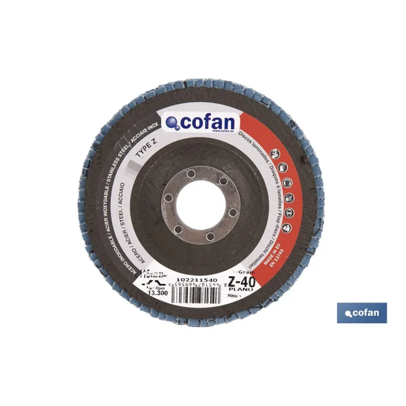 DISCO LAMINADO PROFESIONAL PLANO 115 MM. G-80 ZIRCONIO