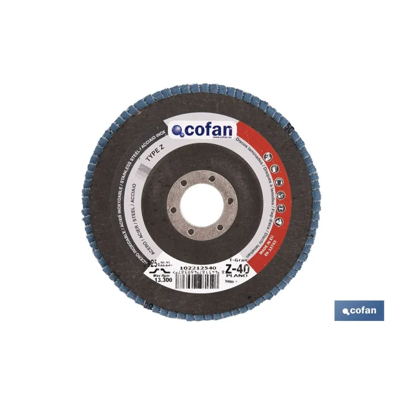 DISCO LAMINADO PROFESIONAL PLANO 125 MM. G-40 ZIRCONIO