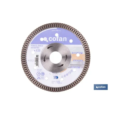 DISCO DIAMANTE PORCELANICO EXTRAFINO H-10mm, 125mm