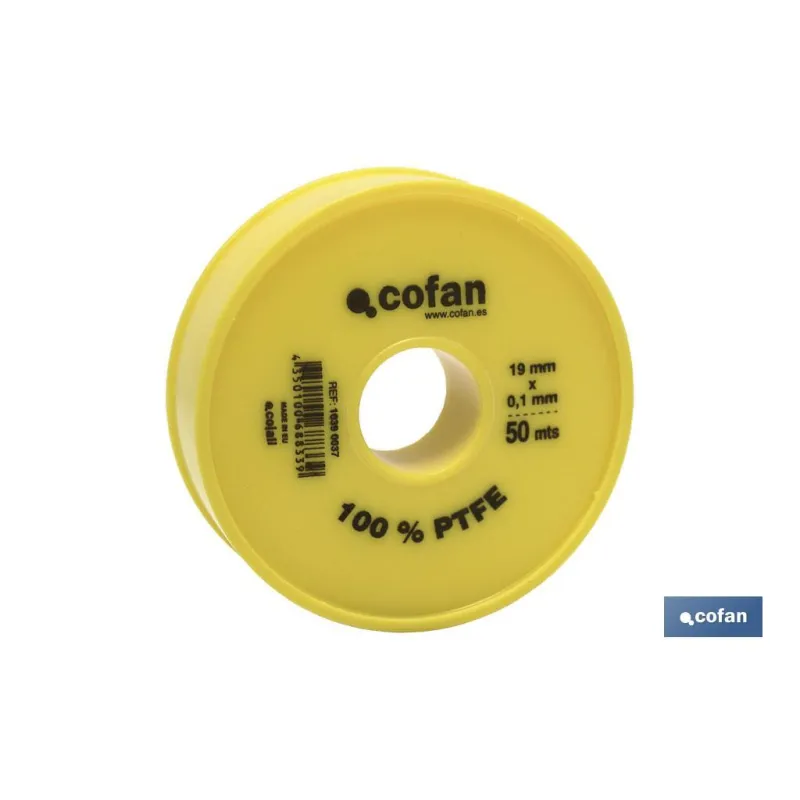 ROLLO DE CINTA PTFE DE 50 M 19MM X 010MM VENTA UNITARIA