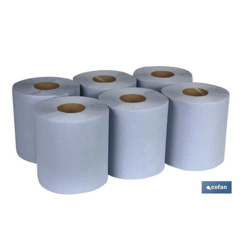 PAPEL SECAMANOS RECICLADO AZUL 90MTS (6ROLLOS)