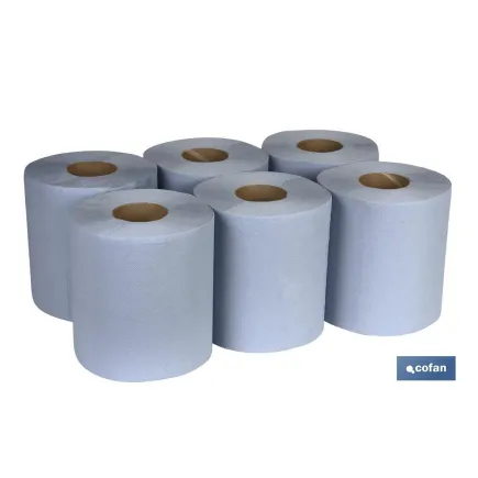 PAPEL SECAMANOS RECICLADO AZUL 90MTS (6ROLLOS)
