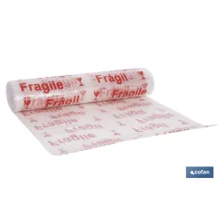 ROLLO DE PLÁSTICO DE BURBUJA FRÁGIL 40 G/M2, 0,6 X 5 M