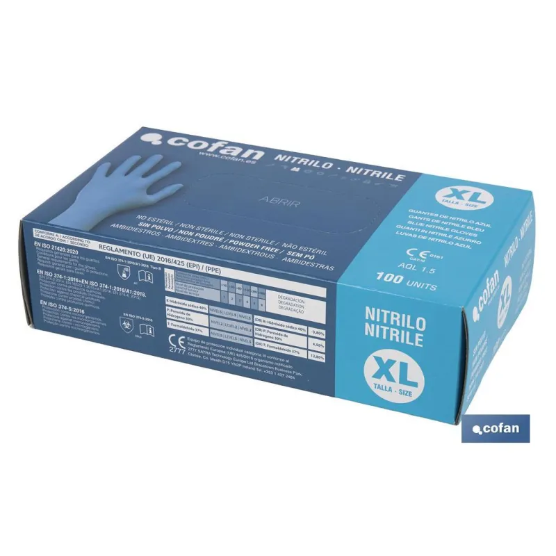 CAJA 100 UNDS. GUANTES DE NITRILO T - XL