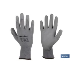 GUANTE 100%  POLIEST. IMPREG. PU GRIS T-7