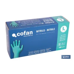 CAJA 100 UDS. GUANTES NITRILO VERDE COFAN PROTECCION FITOSANITARIOS T-L