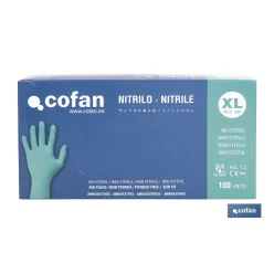 CAJA 100 UDS. GUANTES NITRILO VERDE COFAN PROTECCION FITOSANITARIOS T-XL
